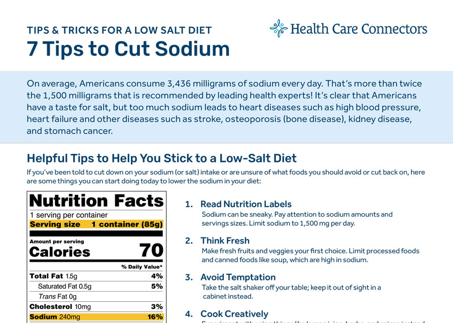 6 Tips for a Low Salt Diet